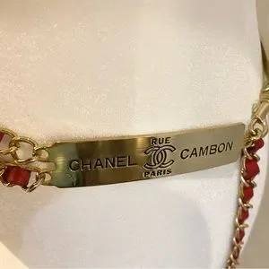 Authentic Red Leather Gold Chain Chanel Belt s-l400.jpg main image 4